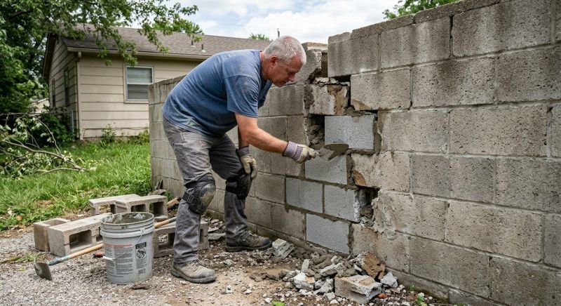 Cinder Block Wall Repair in Birmingham, MI
