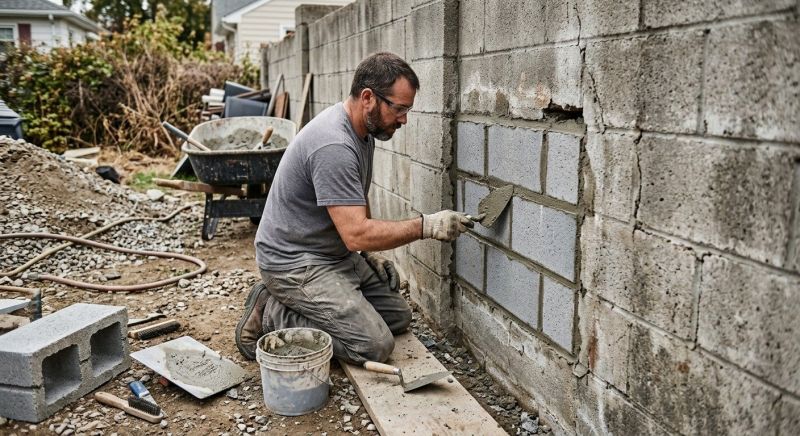 Cinder Block Wall Repair in Bloomfield Hills, MI