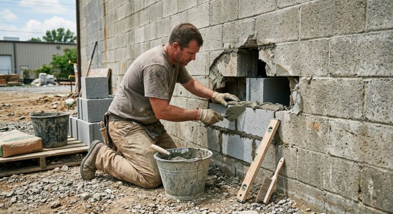 Cinder Block Wall Repair in Commerce Township, MI