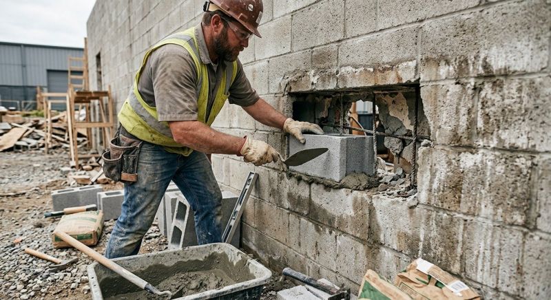 Cinder Block Wall Repair in Fraser, MI