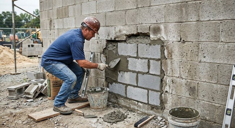 Cinder Block Wall Repair in Hazel Park, MI