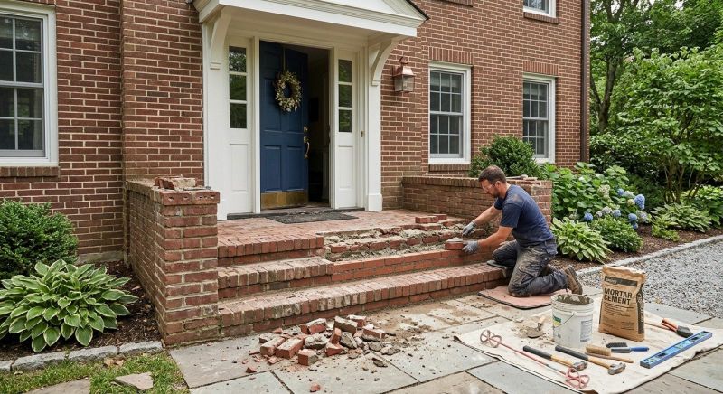 Entryway Brick Repair in Oakland County, MI